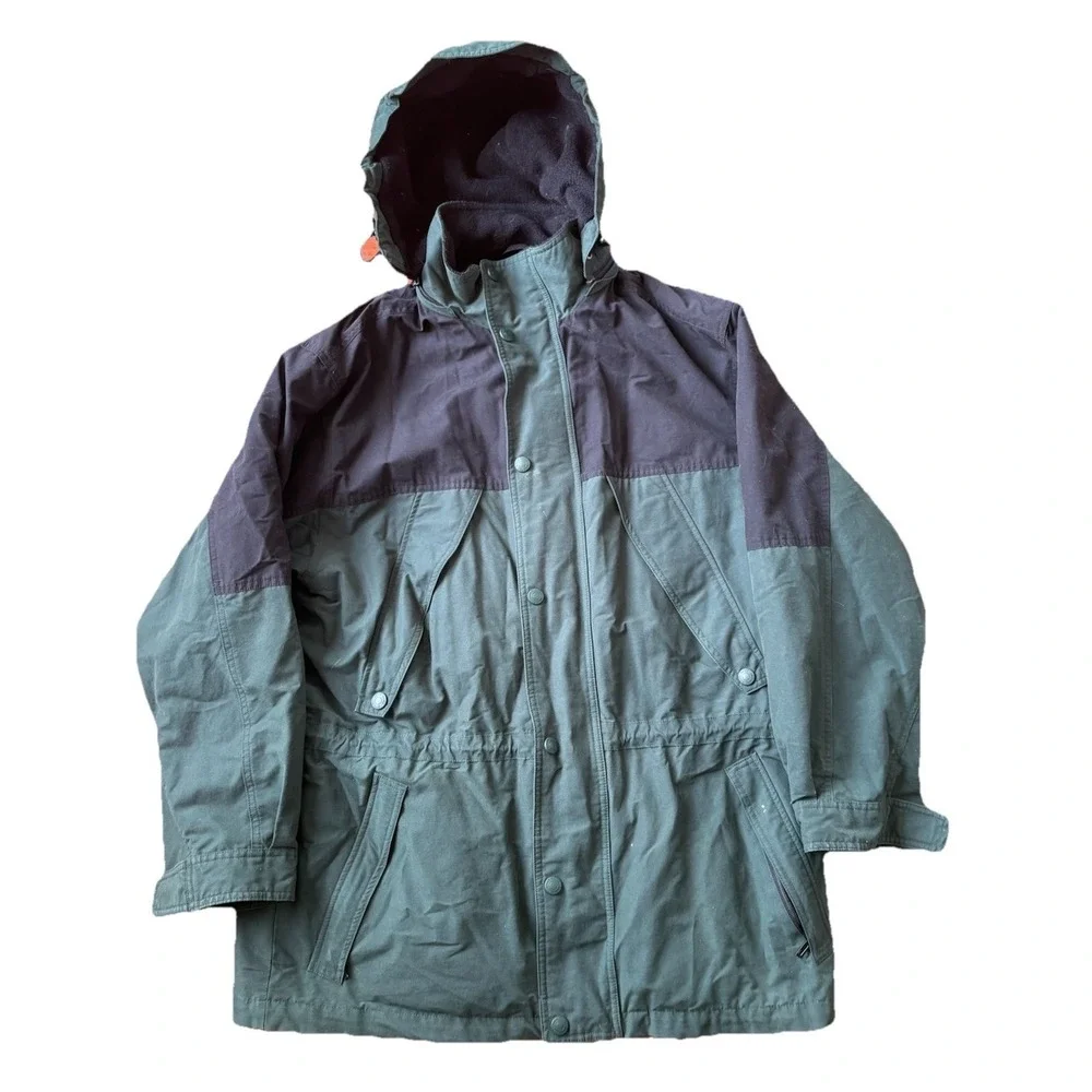 Eddie Bauer Hooded Jacket Chore Barn Coat Parka Mens M Plaid Wool Lined Field